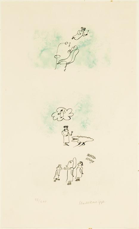 Madeleine Pyk, färglitografier, ett par, "Praktik stängd" och "Have a banana".