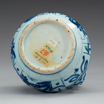 A blue and white kraak kendi, Ming dynasty, Wanli (1572-1620).