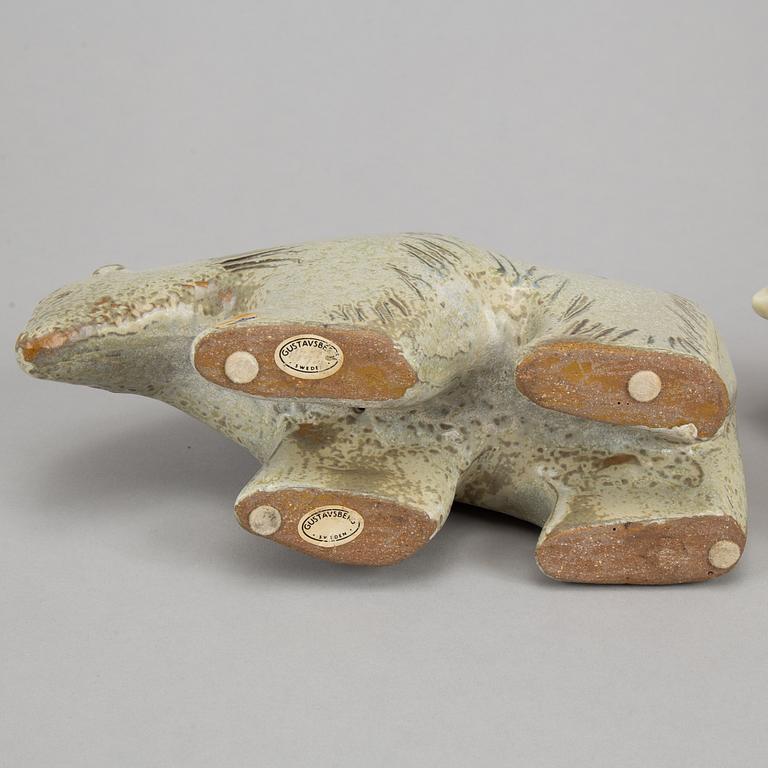 Lisa Larson, two stoneware polar bears, Gustavsberg.