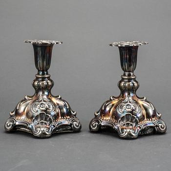 LJUSSTAKAR, ett par, silver, C.G Hallberg, Stockholm 1956.