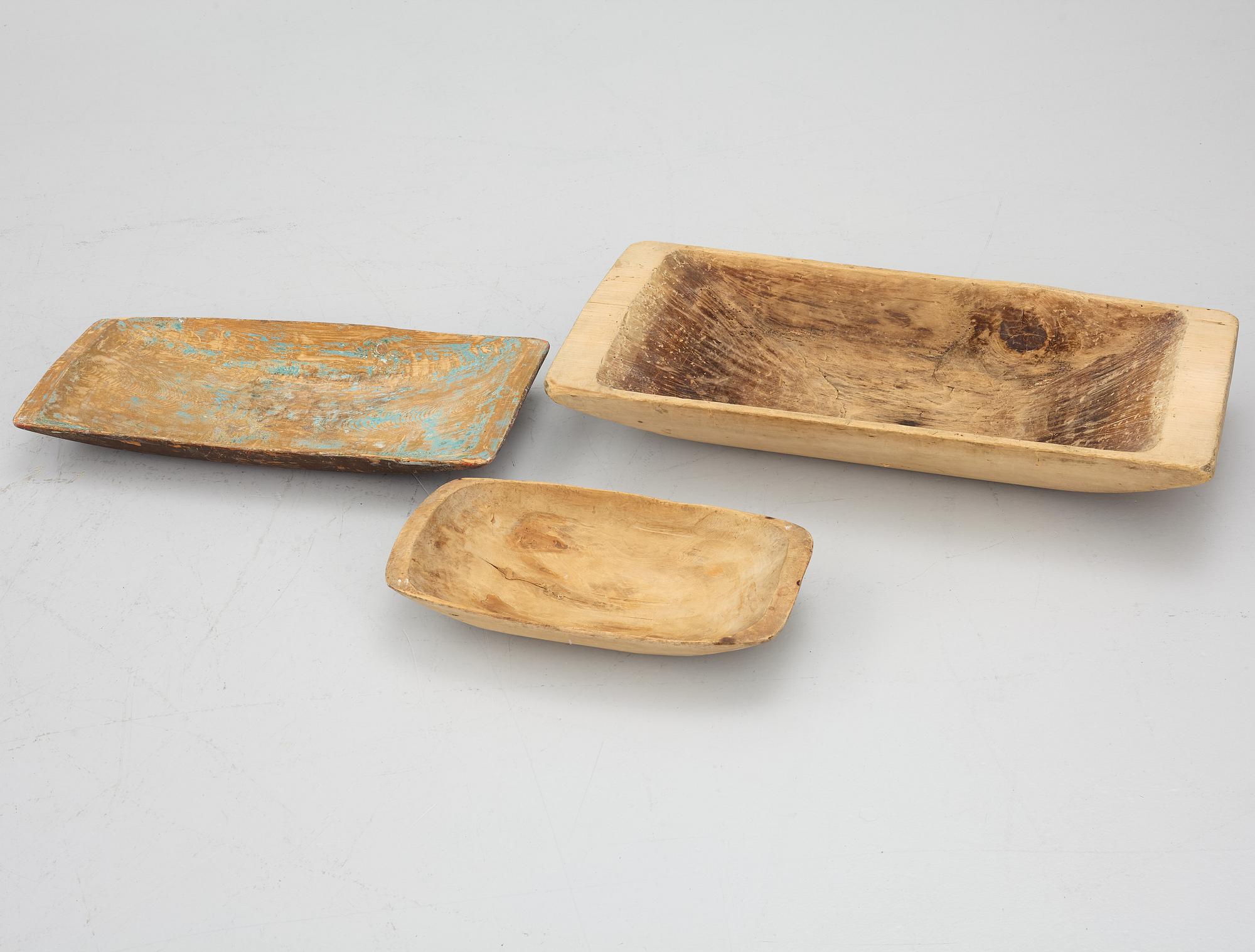 Three bread troughs, 19th century.
