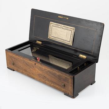 A cylinder music box, Fabrique de Geneve, Switzerland, late 19th century.