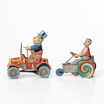 Mechanical toys, 2 pcs, “Peter” Lehman, Germany, and “Grand Pa's New Car”, second half of the 20th century.