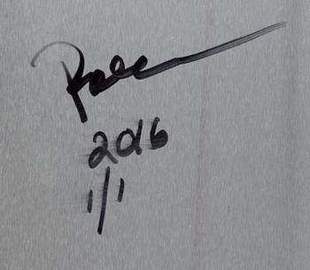 PAOLA SUHONEN, värivedos alumiinille, a tergo signeerattu ja päivätty 2016, numeroitu 1/1.