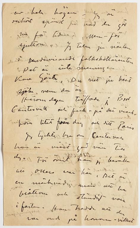 LETTER, from Carl Kylberg in Gothenburg to GAN (Gösta Adrian-Nilsson) in Paris, dated 5.12.(19)22. Envelope enclosed.