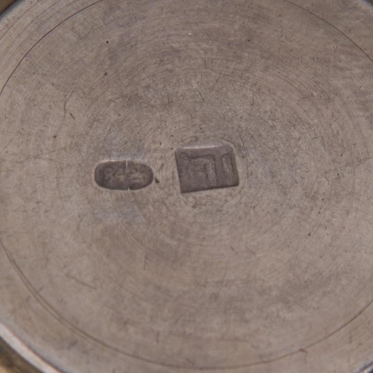 A pair of Russian, partially gilt  silver beakers, master mark of Iщ, Moscow 1880s.