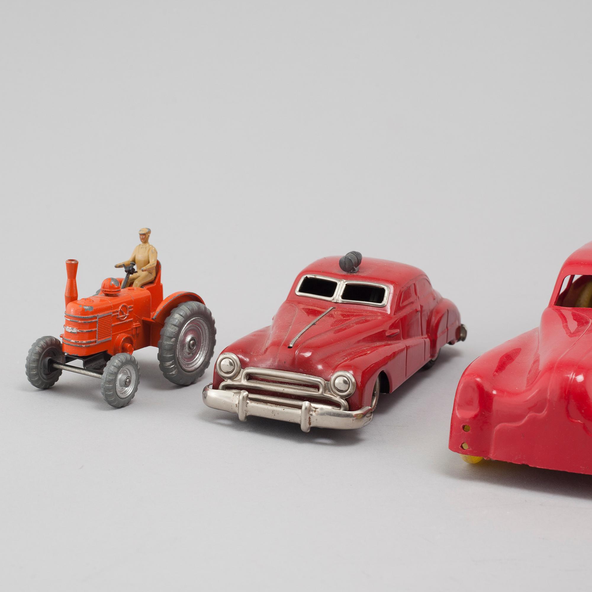 16 toy cars, mostly by Dinky Toys, from the latter half of the 20th century.
