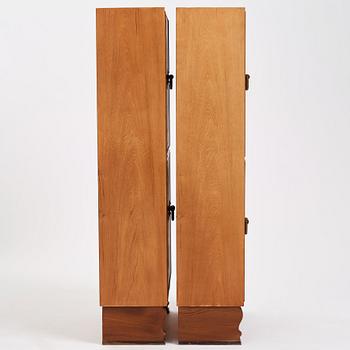 Otto Schulz, a pair of Swedish Modern elm veneered cabinets, Boet, Gothenburg 1940s-50s.