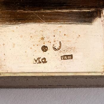 A set of five pieces gilt-silver travel cutlery, mark of Johan Abraham Hallard, Stockholm 1794.