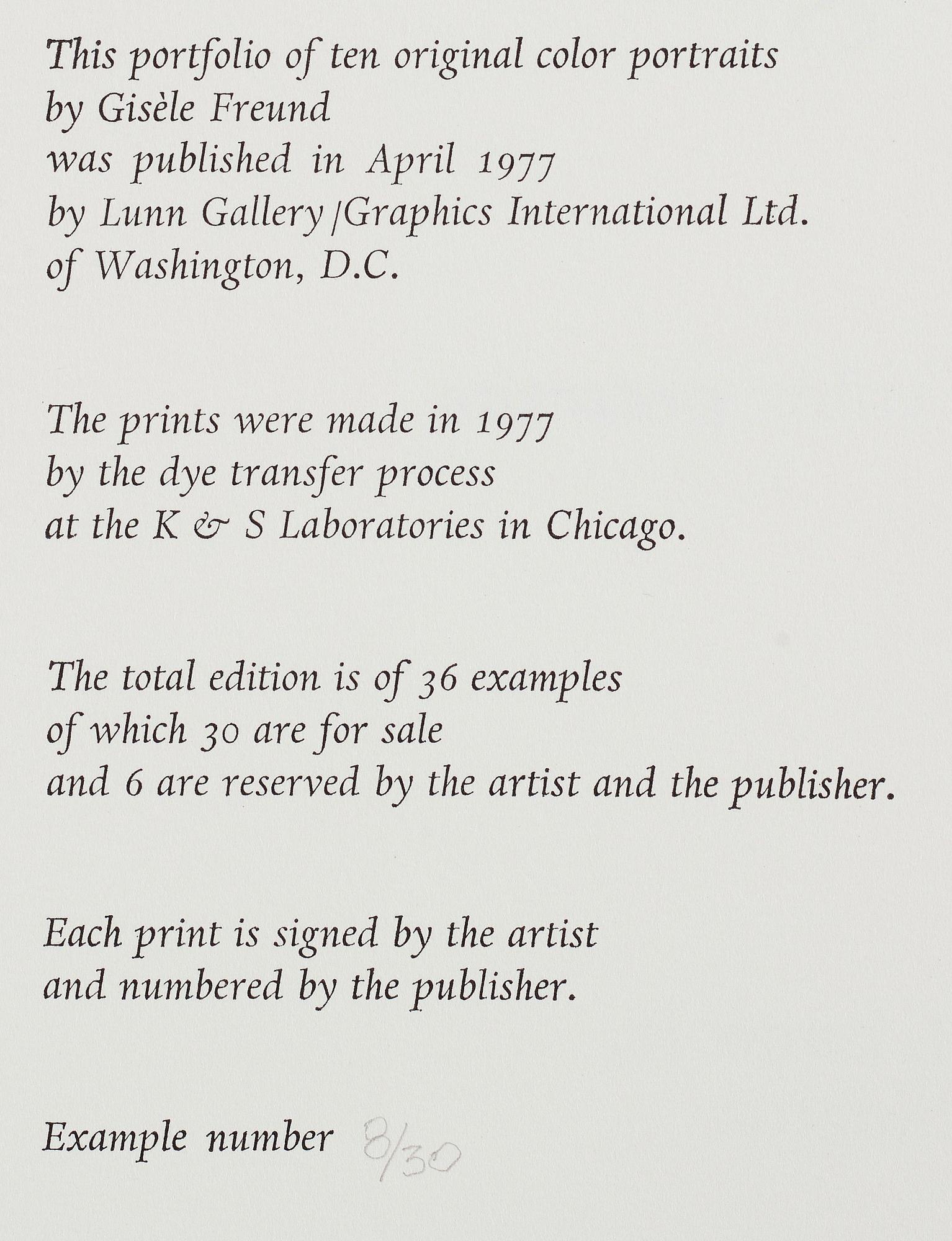 Gisèle Freund, ”Au pays des visages”.