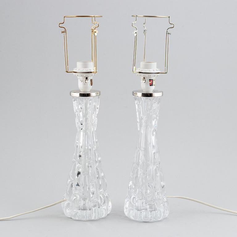 Carl Fagerlund, a pair of model "1477" table lamps for Orrefors.