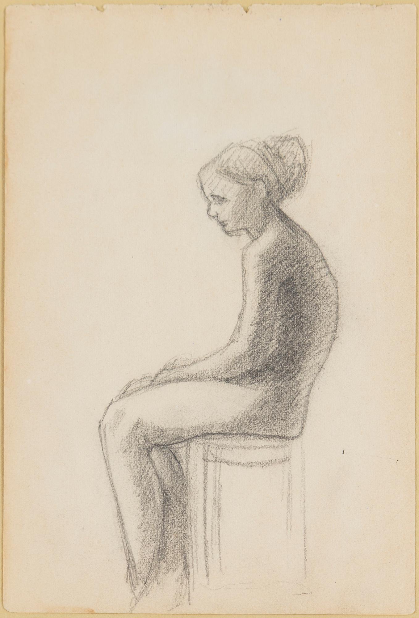 HELENE SCHJERFBECK, teckning, ej signerad, utförd troligen kring 1878-1881.