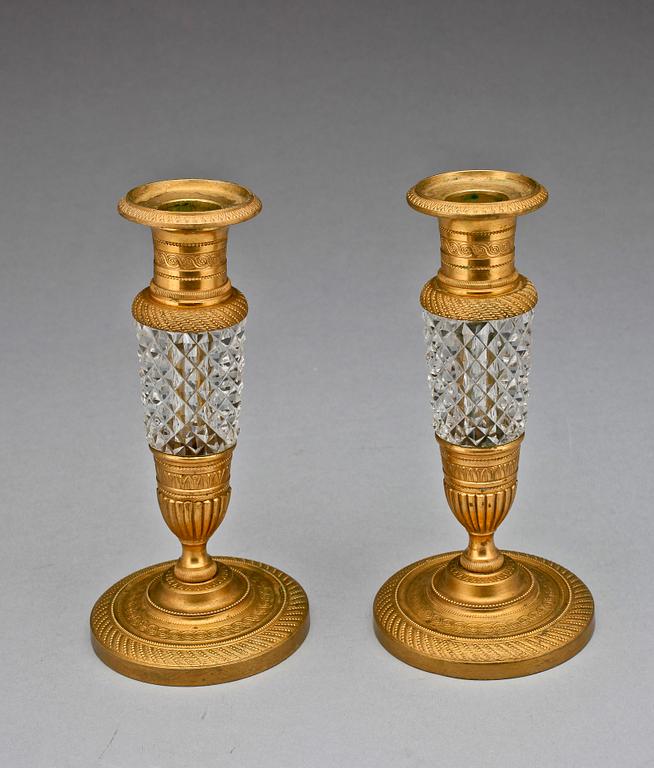 LJUSSTAKAR, ett par, senempire, trol Frankrike, 1800-talets mitt.