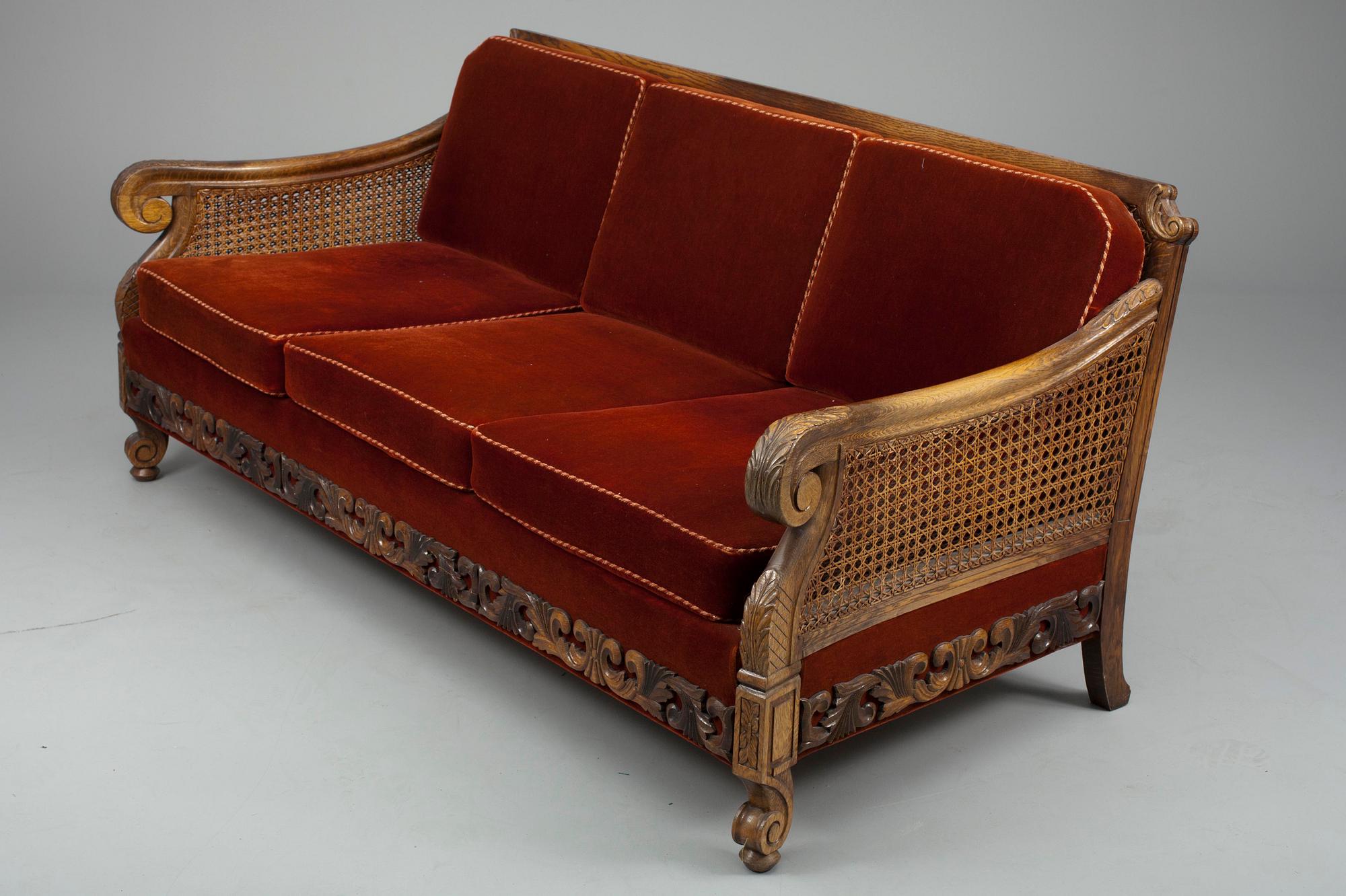 MÖBLEMANG 4 delar, ek, 1900-talets början.