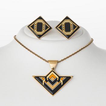 A NECKLACE and A PAIR OF EARRINGS, costume jewelry, Michaela Frey.