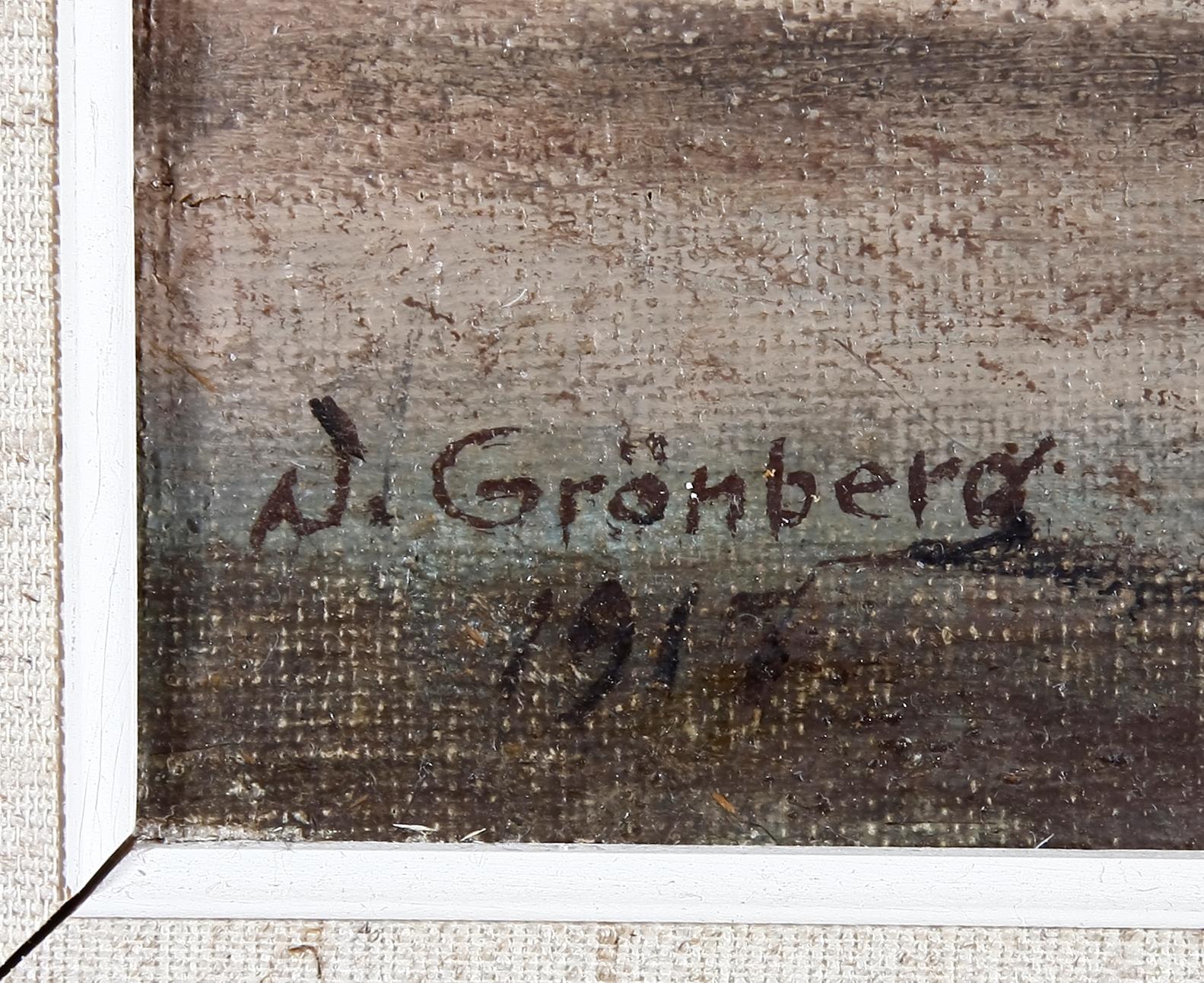 OKÄND KONSTNÄR, olja på duk, sign N. Grönberg, dat 1917.