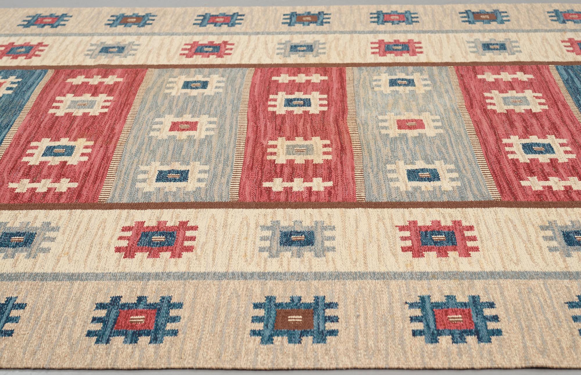 Anna-Greta Sjöqvist, Matta, rölakan, ca 310-312,5 x 202-204 cm, inskription och signerad 19 JB 57 AGS.
