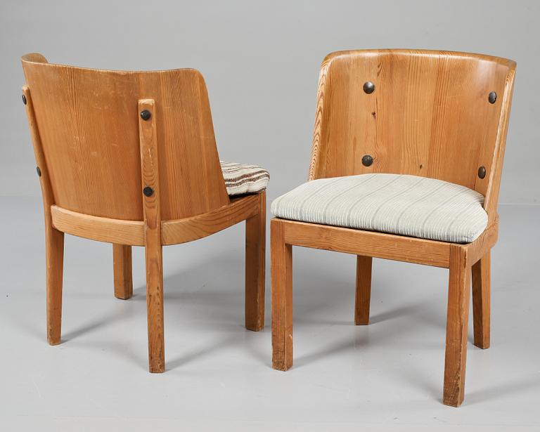 A set of eight Axel Einar Hjorth stained pine 'Lovö' chairs, Nordiska Kompaniet.
