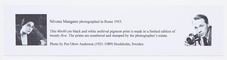 Per-Olow Anderson, "Silvana Mangano photographed in Rome 1955".