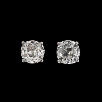 878. A pair of old-cut diamond studs. Total carat weight circa 3.26 cts. Quality circa G-H/VS.