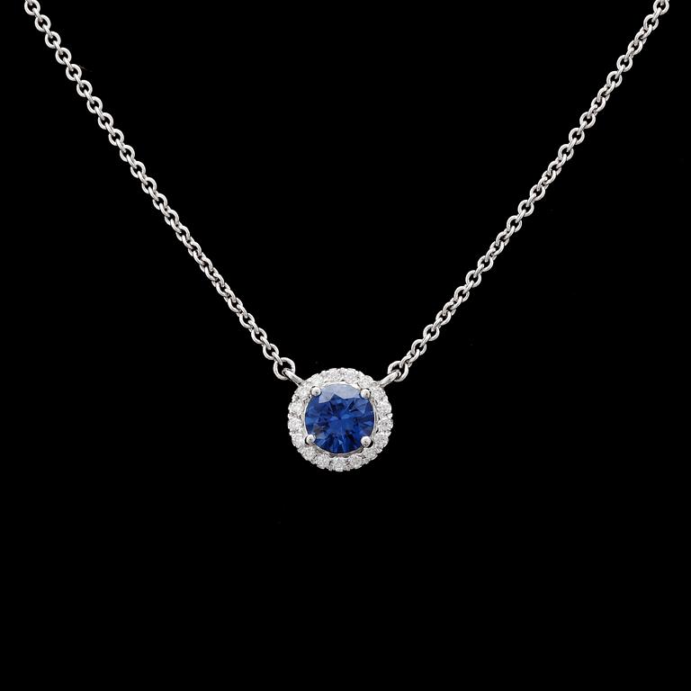 COLLIER, 18K vitguld med safir och diamanter, Italien.