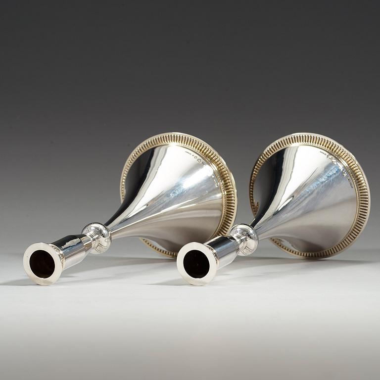 WIWEN NILSSON, ljusstakar, ett par, Lund 1950, sterling,