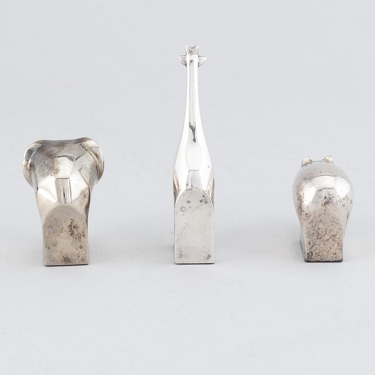 Gunnar Cyrén, figuriner, 3 st. Silverpläterad zink. Dansk Designs, Japan.