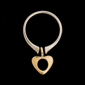 RING, sterlingsilver samt 18 k guld, Georg Jensen. Vikt ca 5 g.