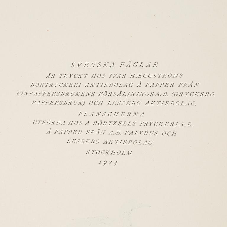 Bröderna von Wright, bokverk, 3 band, "Svenska fåglar", A. Börtzells tryckeri AB, Stockholm, 1924-1929.