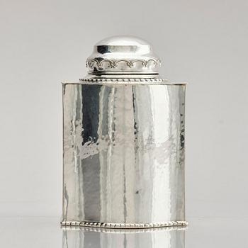 Carl Fredrik Carlman, an 830/1000 silver tea caddy, Stockholm, Sweden 1926.