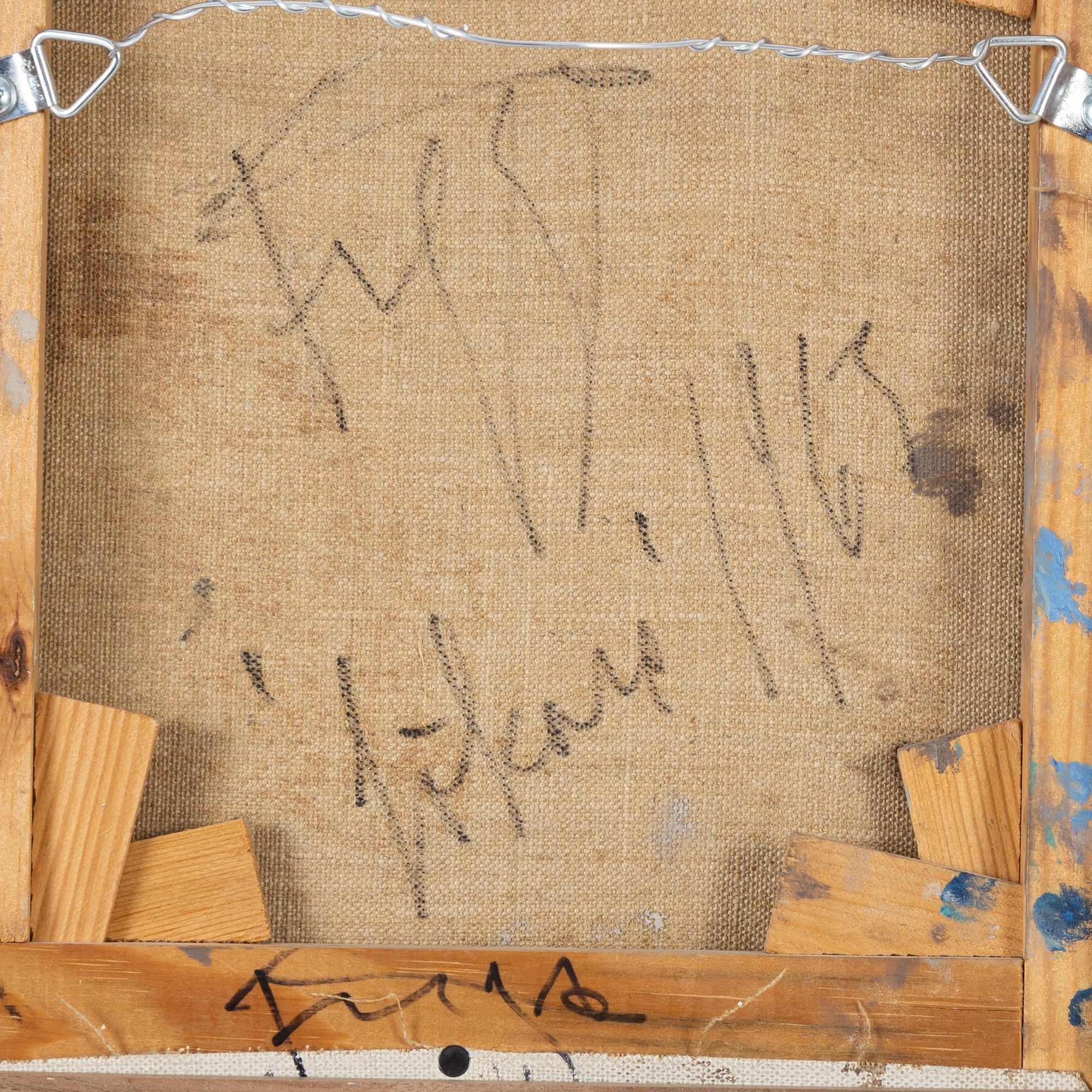 Eddie Figge, oil and metal on canvas, signed and dated 1963 verso.