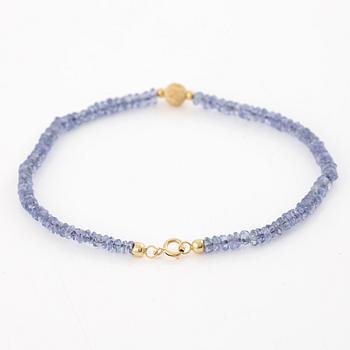 Collier och armband, med tanzaniter, lås 18K guld.