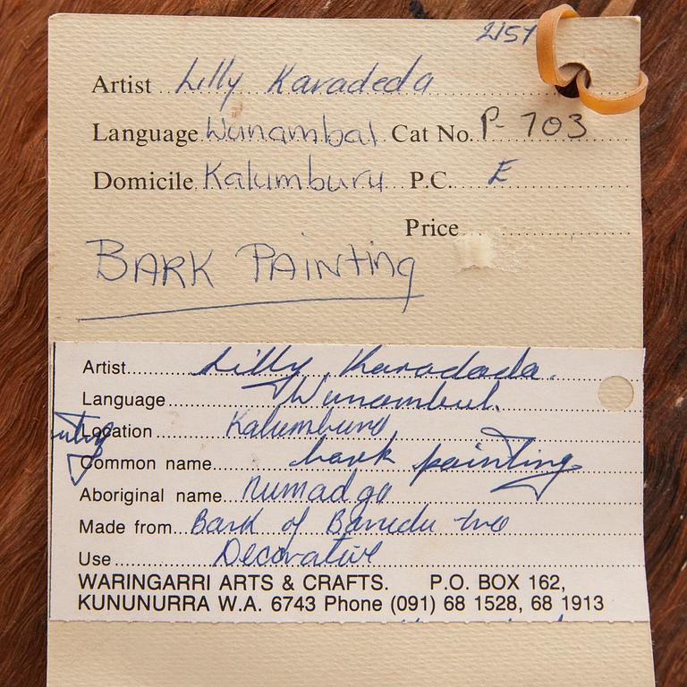 Lily Karadada, "Bark painting".