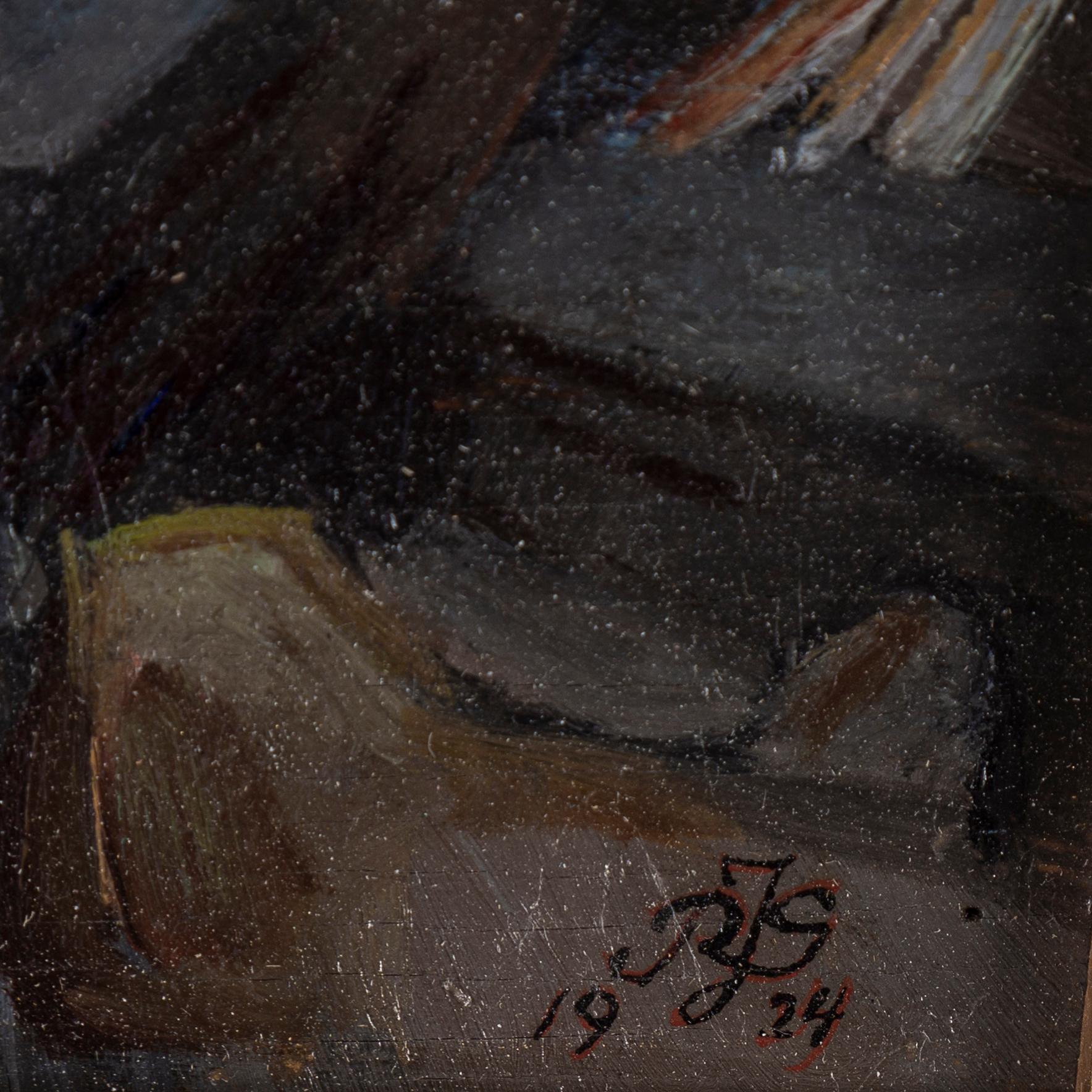 Rolf Juell Gleditsch, oil on panel, signed with monogram RJS and dated 1924.