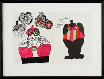 NIKI DE SAINT PHALLE, 2 st i en ram, serigrafier, signerade och daterade -66.