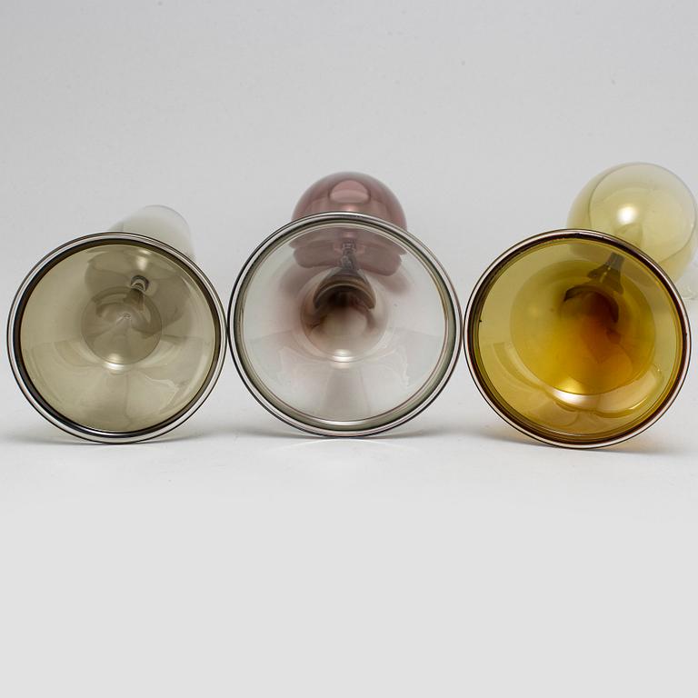 Nils Landberg, a set of three "Tulip" glass vases, Orrefors Expo.