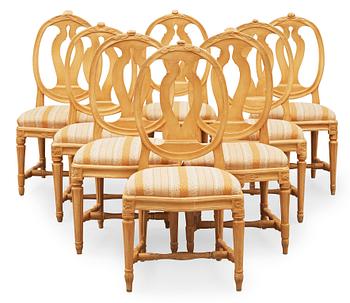 1545. Eight matched Gustavian 18th century chairs.
