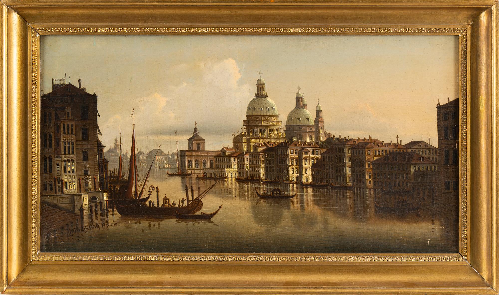 Unkown artist 19th/20th century. Unclear signature. Oil on canvas 47 x 93 cm.