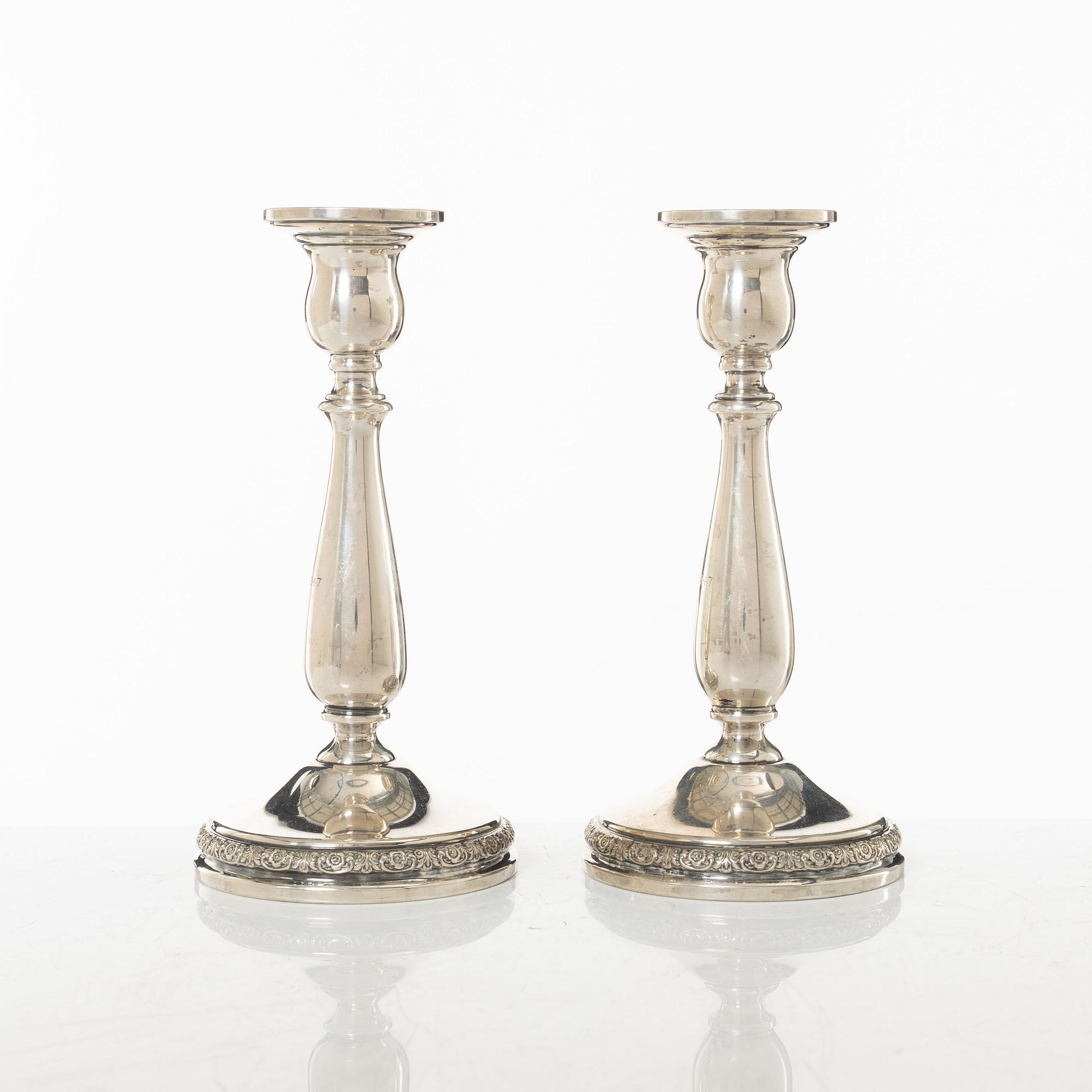 A pair of silver candelsticks, 'Prelude', International Sterling, USA, 1947.