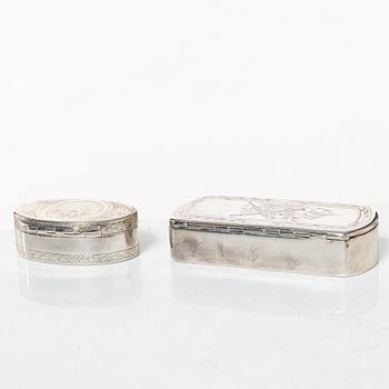 Dosor, 2 st, silver, Sverige 1786 och 1826.