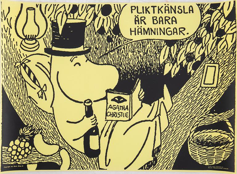 Tove Jansson, affischer, 6 st, Bull's Presstjänst, Art Work Shop, 1960-tal.