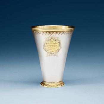 756. A Swedish 18th century parcel-gilt beaker, makers mark of Paul Zachun, Norrköping 1726.