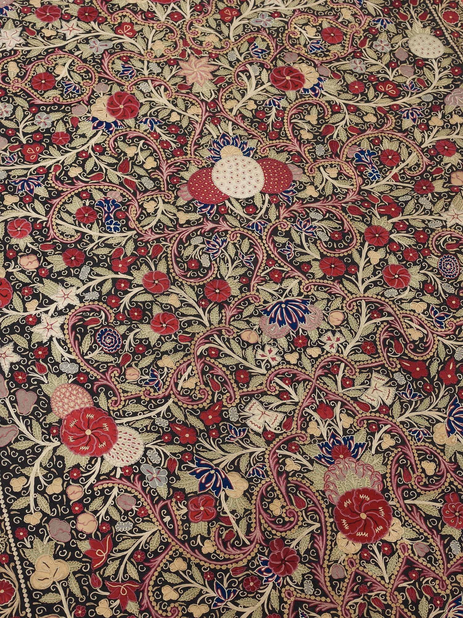 EMBROIDERY. Antique Rascht Embroidery. Persia (Iran). 204 x 109 cm.