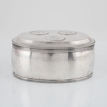 A Swedish Silver Sugar Caddy, mark of Johan Carlsson, Norrköping 1824.