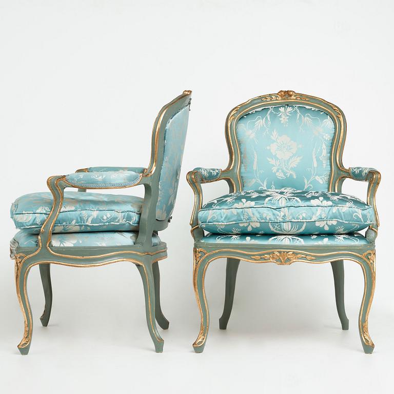 A pair of Swedish Rococo 18th century chairs.