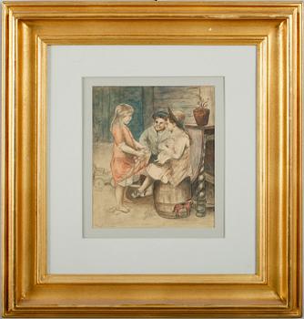 AUGUST MALMSTRÖM, akvarell, signerad.