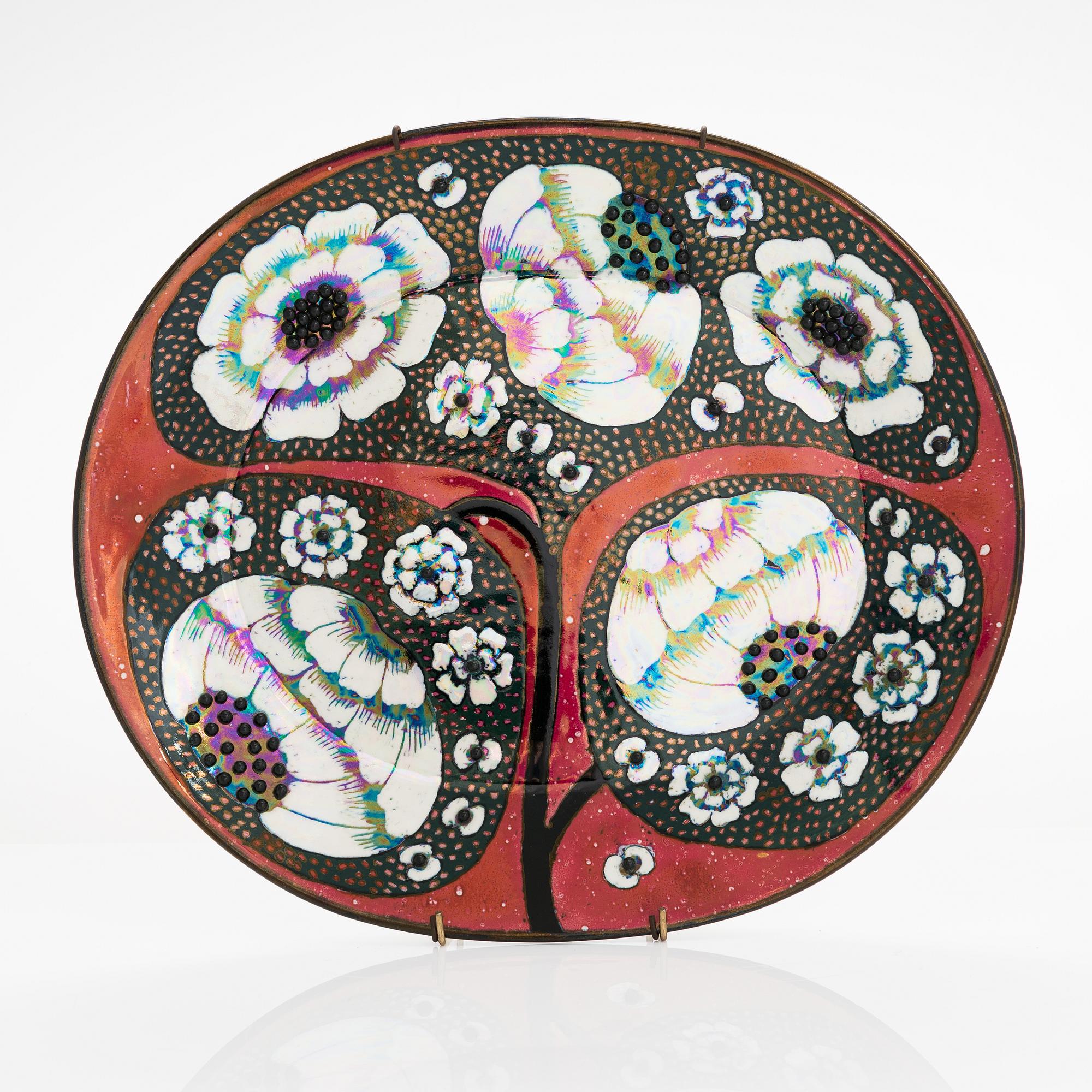 Birger Kaipiainen, dekorationsfat, stengods, signerad Kaipiainen Arabia.