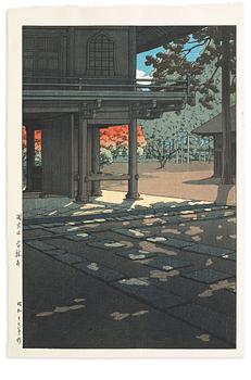 KAWASE HASUI (1883-1957), color woodblock print. Japan, "Heirin Temple, Nobidome".