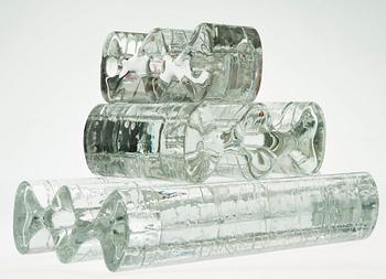 Timo Sarpaneva, A GLASS SCULPTURE, CANDLESTICKS, 3 PCS.