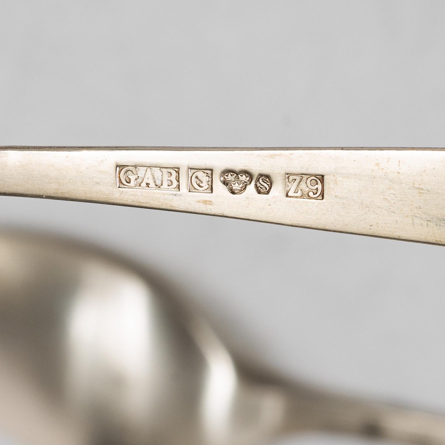 Jacob Ängman, Silver cutlery, 'Rosenholm', GAB, Stockholm and Eskilstuna, some 1962 (17 pcs).